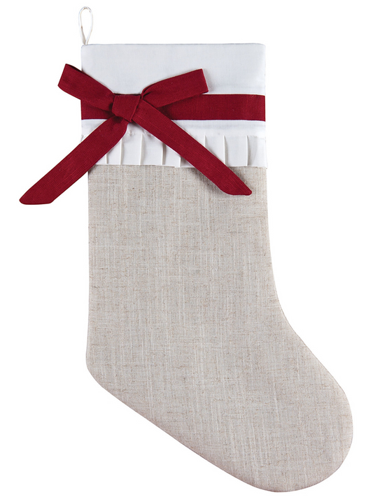 Christmas Linen Holiday Stocking