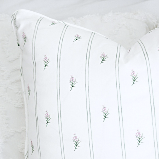 Among the Heather Piped Pillow Cover