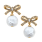 Pavé Bow & Pearl Drop Earrings