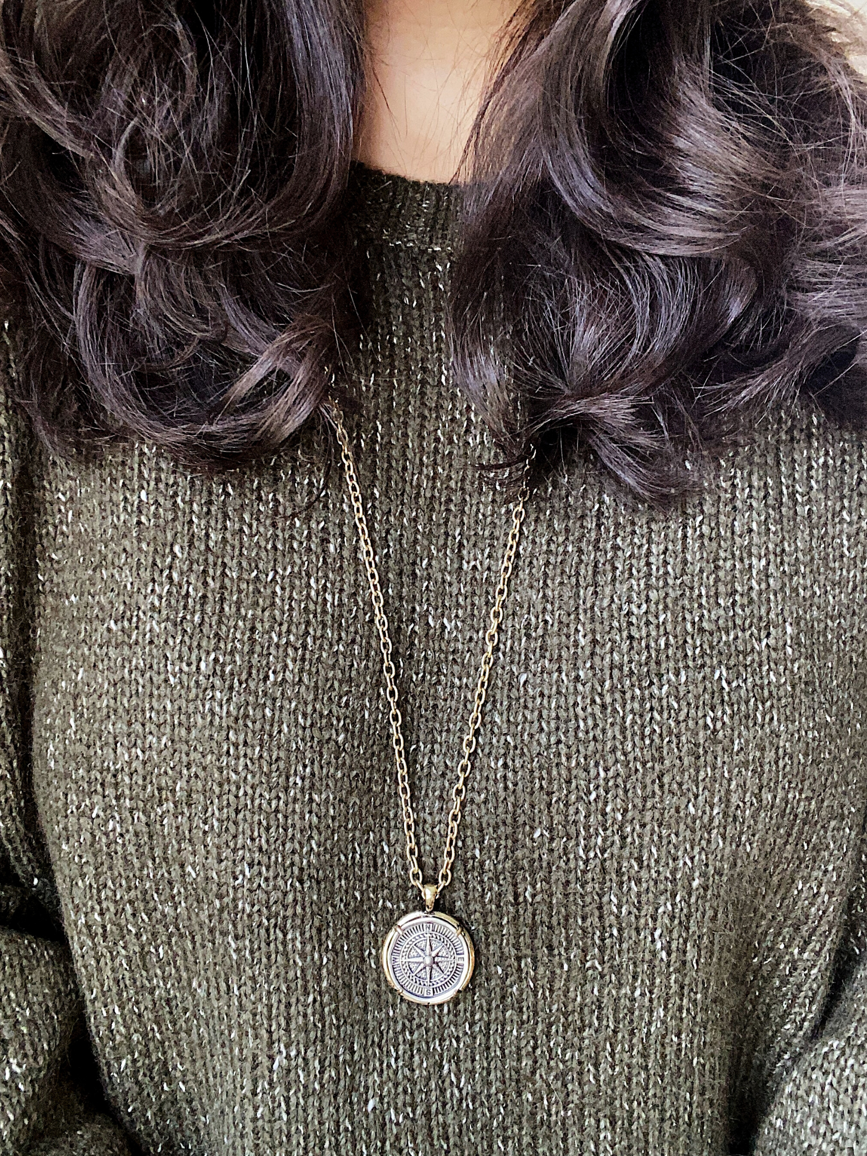 Compass coin pendant necklace deals