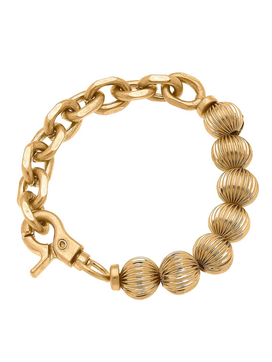 Ribbed Gold Chunky Chain Bracelet