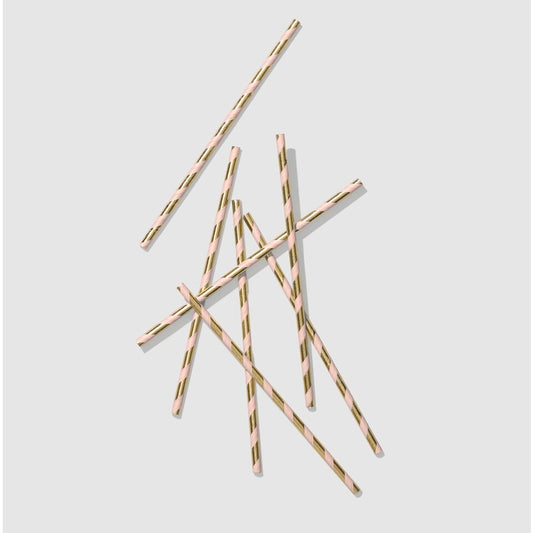 Pink and Gold Paper Straws (25 per Pack)
